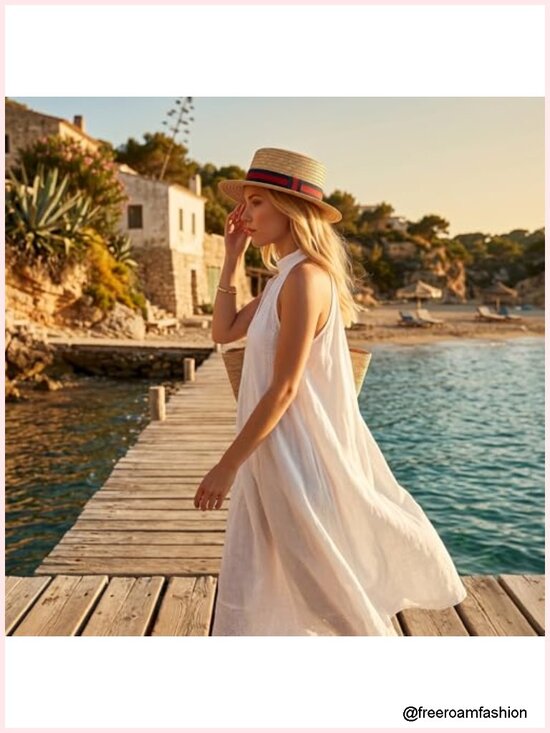 Classic Straw Boater Hat with Adjustable Fit for Costumes main image 6